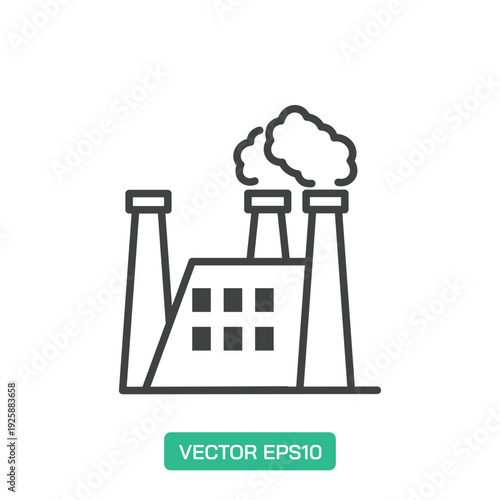 Industrial Factory Building icon. Thin line icon vector