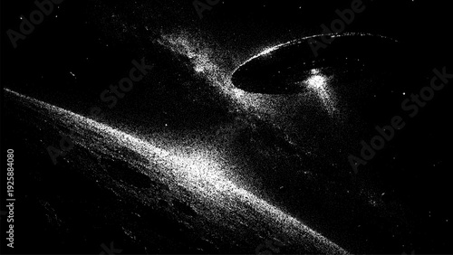 Abstract black and white space vector stipple background with cosmic dust and nebula cloud. Galaxy universe dot texture for design element.