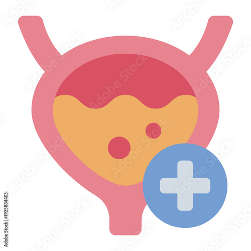 urology flat icon. bladder organ care. urinary treatment. medical clinic