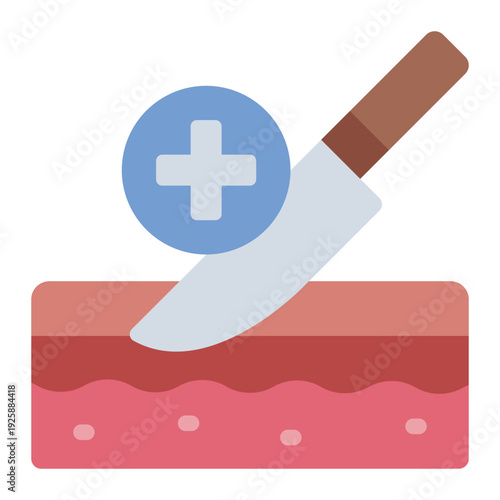 surgery flat icon. scalpel incision care. operation treatment. hospital service