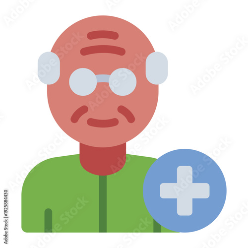geriatric flat icon. elderly patient. Old people. Grandpa