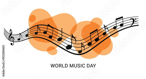 World Music Day vector graphic with musical notes