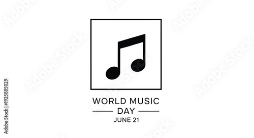 World Music Day icon, June 21, music note