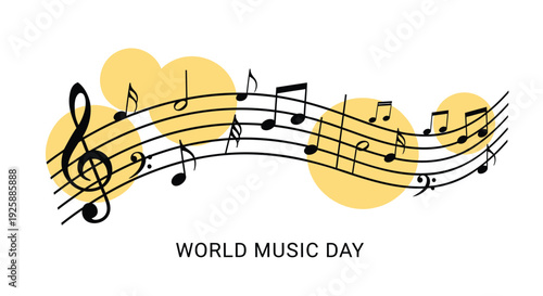 World Music Day musical notes vector icon