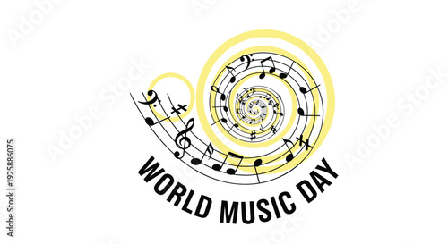 World Music Day vector logo with musical notes