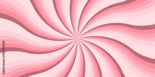Candy color sunburst background. Abstract pink cream sunbeams design wallpaper. Colorful spinning lines for template  banner  poster  flyer. Sweet rotating cartoon swirl or whirlpool. Vector backdrop