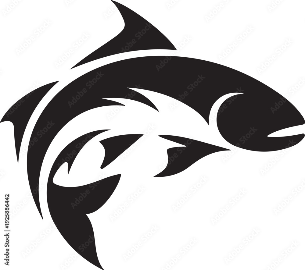 Obraz premium Powerful Largemouth Bass Silhouette - Iconic Sport Fishing Game Fish Vector