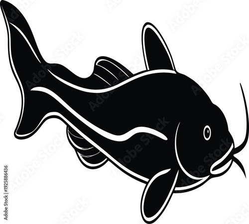 Classic Flathead Catfish Silhouette - Iconic Freshwater Dweller Vector
