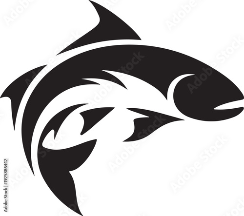 Powerful Largemouth Bass Silhouette - Iconic Sport Fishing Game Fish Vector