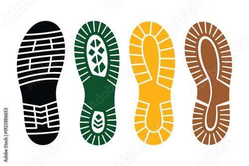 Black and Green Shoe Sole Prints with Tread Patterns