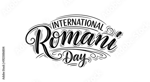 International Romani Day Calligraphy Text Design.