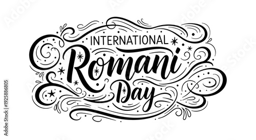 International Romani Day Calligraphy Design.