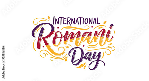 International Romani Day colorful typography design.