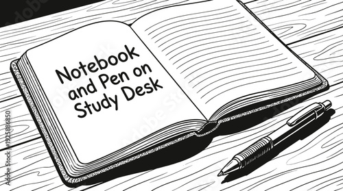 notebook and pen placed on a clean study desk representing learning productivity note taking and academic organization