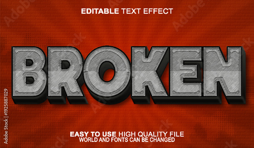  Broken Cracked Shattered Damaged Split Vector Fully Editable Smart Object Text Effect