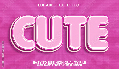  Cute Adorable Sweet Charming Playful Vector Fully Editable Smart Object Text Effect