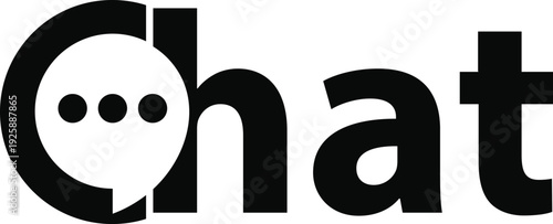 Chat typography text logo design, chat vector concept icon