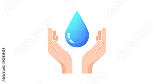 Hands cradling a large blue water droplet symbolizing conservation and sustainability