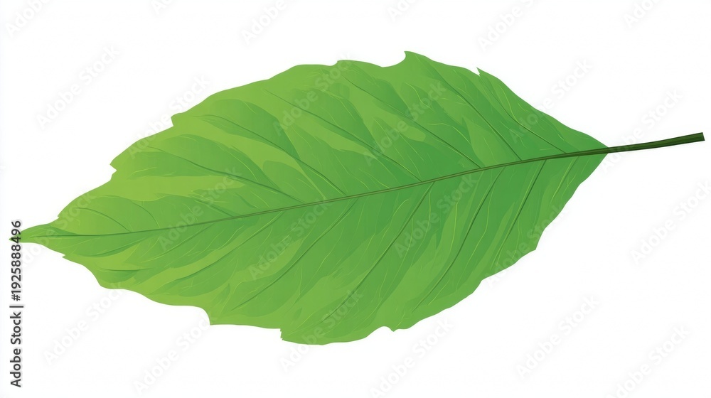 Fototapeta premium Vibrant green leaf illustration on white.