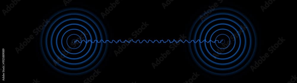 Sound Induced Ripples Blue Sound Wave Ripples Emitting from Concentric Circles on Black ...