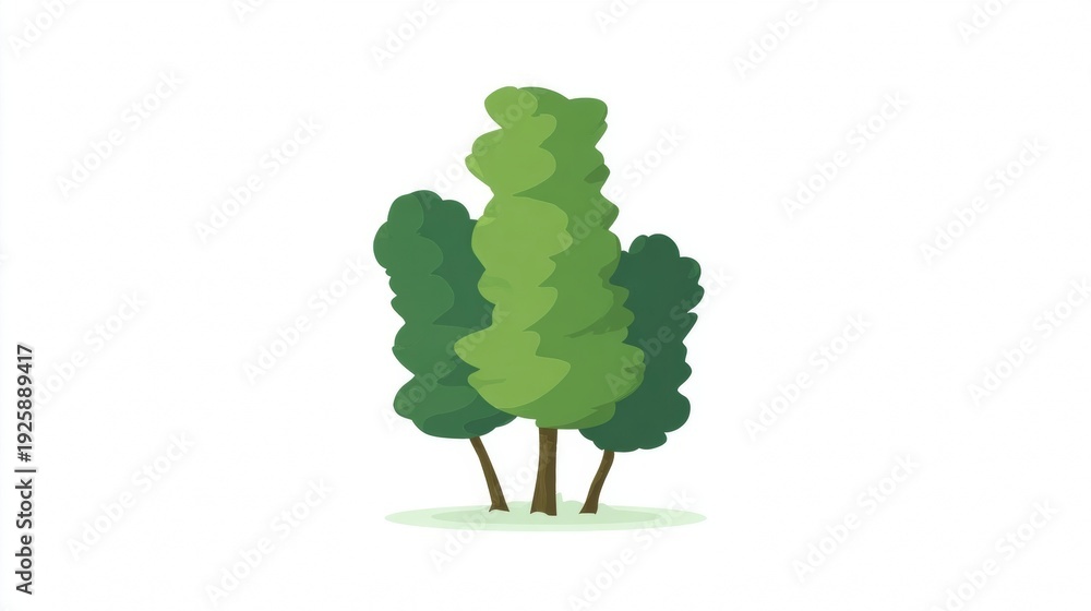 Obraz premium Three trees with different green leaves.