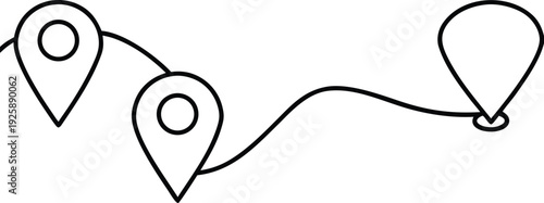 Location Pointers Connected by Curved Line Minimalist Stock Graphic