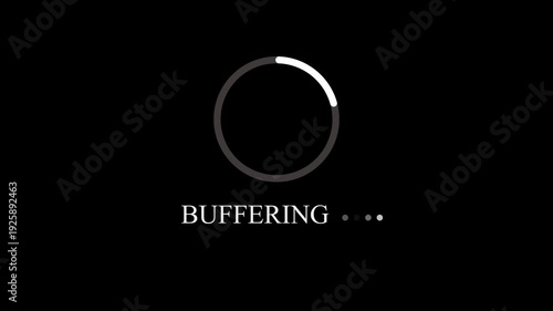 Buffering loading animation loading screen with circular progress bar on black background.