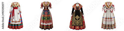Fotografia european traditional folk dress collection, portuguese minho ethnic regional cos