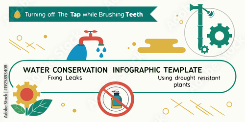 Creative infographic template for water conservation tips and facts