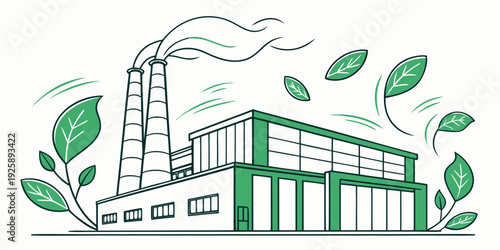 Modern industrial plant blending sustainability with green energy initiatives
