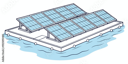 Aerial view of a large floating modular structure on water with numerous rooms and pathways