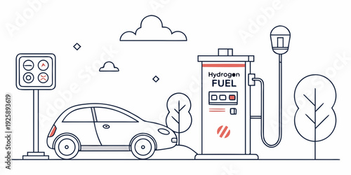 Electric car charging at a modern fuel station with alternative energy options