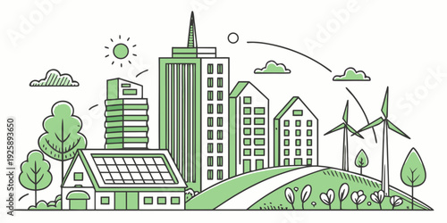 Sustainable city powered by renewable energy sources and green technology