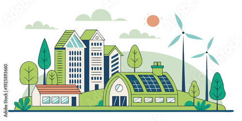 Sustainable city powered by renewable energy sources and green technologies