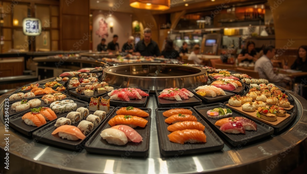 Obraz premium Taiwan, December 15, 2023: Sushi offerings at Sushiro