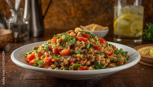 Tabbouleh is a favored Levantine mezze salad from the Mediterranean