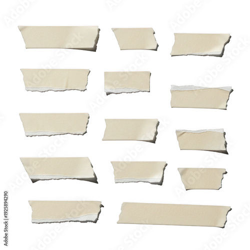 Wallpaper Mural Torn beige paper strips arranged in a grid pattern isolated on transparent background Torontodigital.ca