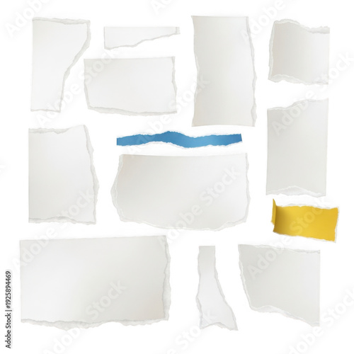 Wallpaper Mural A collection of irregularly shaped white fragments with a few colored pieces on a plain white background. isolated on transparent background Torontodigital.ca