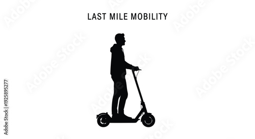 Last mile mobility icon of person on electric scooter