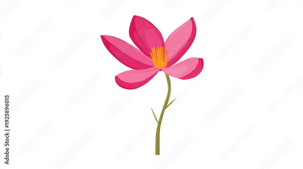 Obraz premium Beautiful Pink Lotus Flower Illustration on White Background.