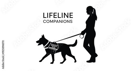 Service dog and handler silhouette