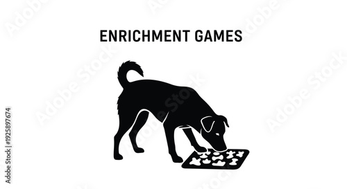 Dog enrichment game icon, puzzle feeder