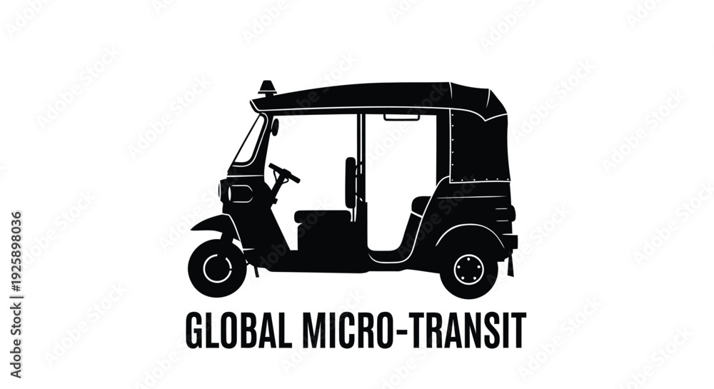 Fototapeta premium Tuk-tuk vector icon for micro-transit and transportation