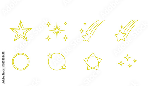 Golden stars and sparkles explosion set flat design vector illustration scalable art