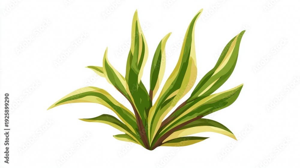 Fototapeta premium Dracaena plant with green and yellow leaves on white background.