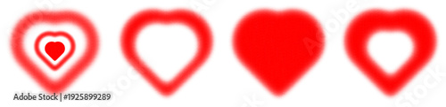 Vector file featuring varied red heart shapes with a soft, diffused look, perfect for expressing love and deep emotions.