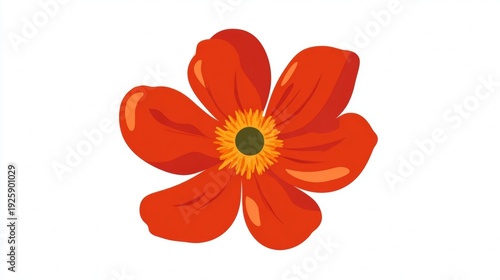 Vibrant red flower illustration with yellow center.