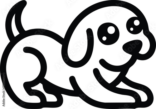 Cute cartoon puppy illustration with simple lines.