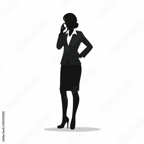 Businesswoman Silhouette Talking on Phone