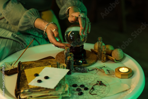 Fortune teller with crystal...